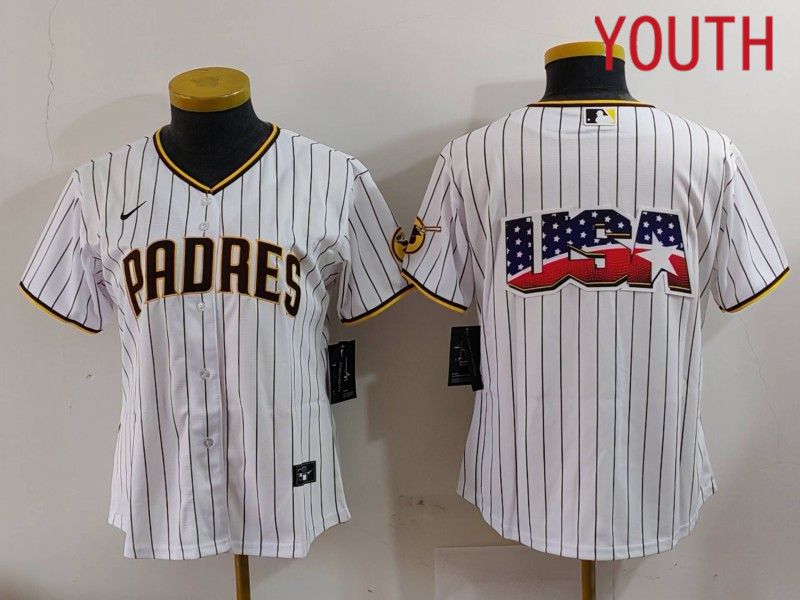 Youth San Diego Padres Blank White Stripe Game 2024 Nike MLB Jersey style 8301->women mlb jersey->Women Jersey